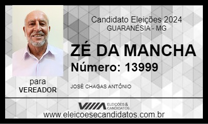 Candidato ZÉ DA MANCHA 2024 - GUARANÉSIA - Eleições