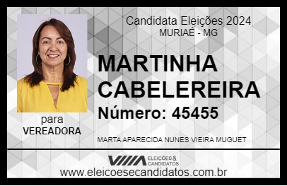 Candidato MARTINHA CABELEREIRA 2024 - MURIAÉ - Eleições