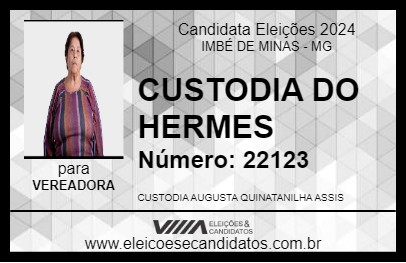 Candidato CUSTODIA DO HERMES 2024 - IMBÉ DE MINAS - Eleições