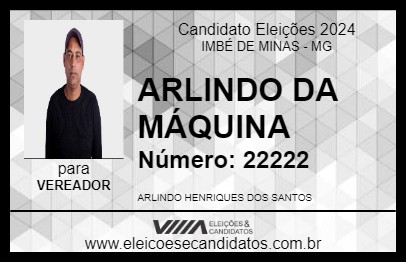 Candidato ARLINDO DA MÁQUINA 2024 - IMBÉ DE MINAS - Eleições