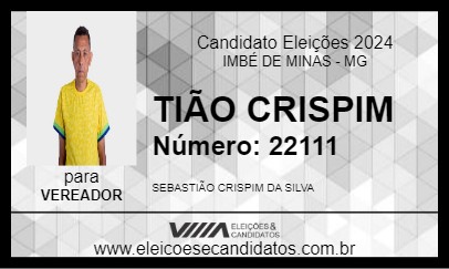 Candidato TIÃO CRISPIM 2024 - IMBÉ DE MINAS - Eleições