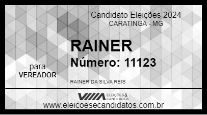 Candidato RAINER ALVES 2024 - CARATINGA - Eleições