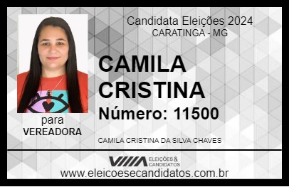 Candidato CAMILA CRISTINA 2024 - CARATINGA - Eleições