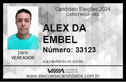 Candidato ALEX DA EMBEL 2024 - CARATINGA - Eleições