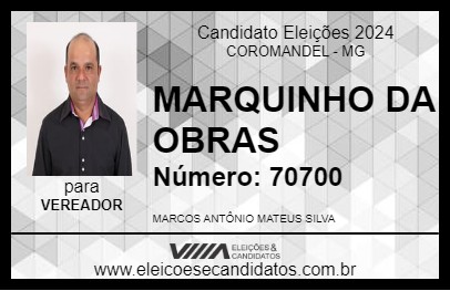 Candidato MARQUINHO DA OBRAS 2024 - COROMANDEL - Eleições