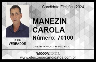 Candidato MANEZIN CAROLA 2024 - COROMANDEL - Eleições