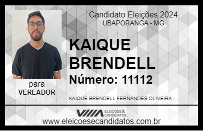 Candidato KAIQUE BRENDELL 2024 - UBAPORANGA - Eleições