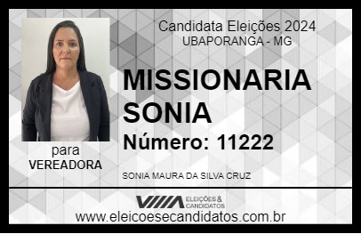 Candidato MISSIONARIA SONIA 2024 - UBAPORANGA - Eleições