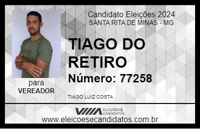 Candidato TIAGO DO RETIRO 2024 - SANTA RITA DE MINAS - Eleições