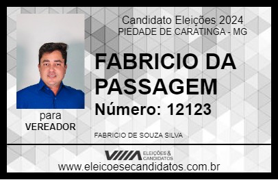 Candidato FABRICIO DA PASSAGEM 2024 - PIEDADE DE CARATINGA - Eleições