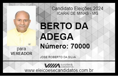 Candidato BERTO DA ADEGA 2024 - ICARAÍ DE MINAS - Eleições