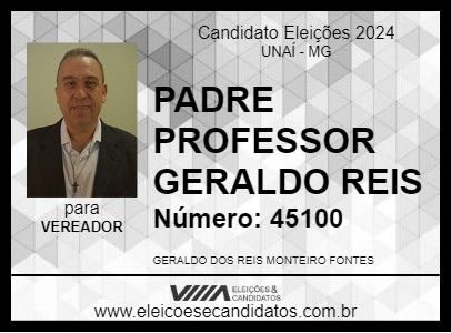 Candidato PADRE PROFESSOR GERALDO REIS 2024 - UNAÍ - Eleições