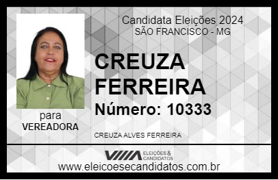 Candidato CREUZA FERREIRA 2024 - SÃO FRANCISCO - Eleições