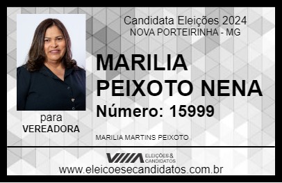 Candidato MARILIA PEIXOTO NENA 2024 - NOVA PORTEIRINHA - Eleições