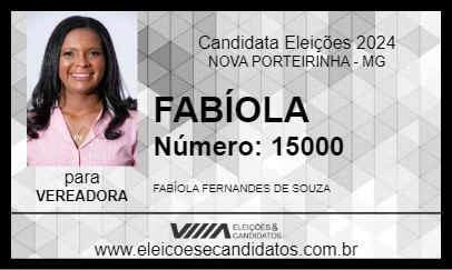 Candidato FABÍOLA 2024 - NOVA PORTEIRINHA - Eleições