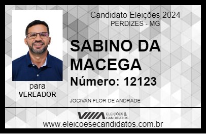 Candidato SABINO DA MACEGA 2024 - PERDIZES - Eleições