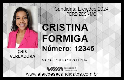 Candidato CRISTINA FORMIGA 2024 - PERDIZES - Eleições