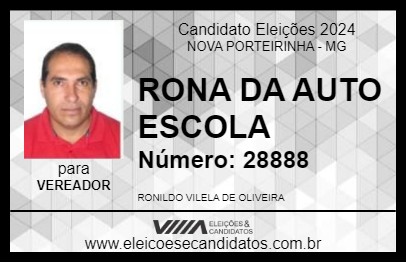 Candidato RONA DA AUTO ESCOLA 2024 - NOVA PORTEIRINHA - Eleições