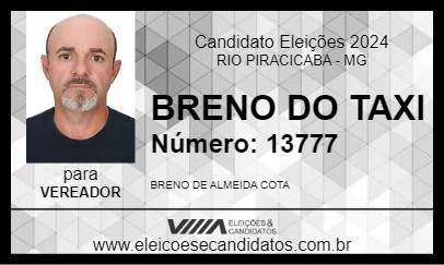 Candidato BRENO DO TAXI 2024 - RIO PIRACICABA - Eleições