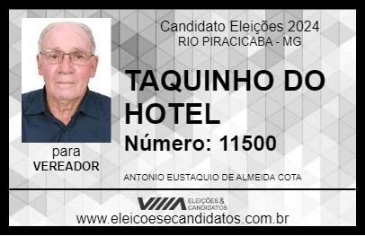 Candidato TAQUINHO DO HOTEL 2024 - RIO PIRACICABA - Eleições