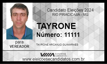 Candidato TAYRONE 2024 - RIO PIRACICABA - Eleições