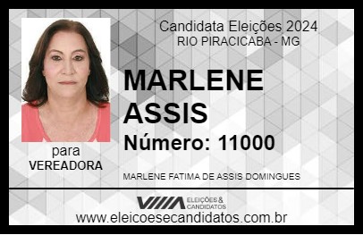 Candidato MARLENE ASSIS 2024 - RIO PIRACICABA - Eleições