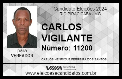 Candidato CARLOS VIGILANTE 2024 - RIO PIRACICABA - Eleições