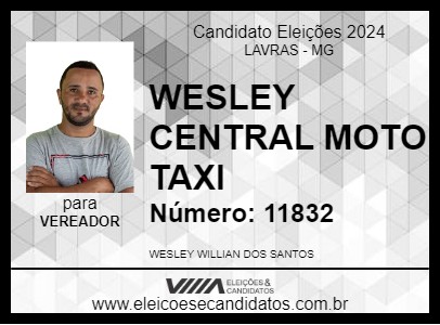 Candidato WESLEY CENTRAL MOTO TAXI 2024 - LAVRAS - Eleições