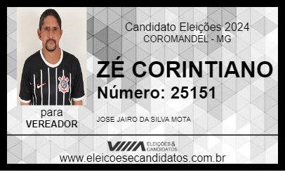 Candidato ZÉ CORINTIANO 2024 - COROMANDEL - Eleições