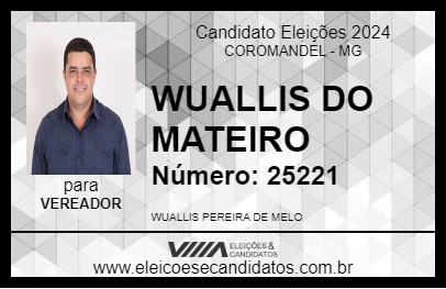 Candidato WUALLIS DO MATEIRO 2024 - COROMANDEL - Eleições