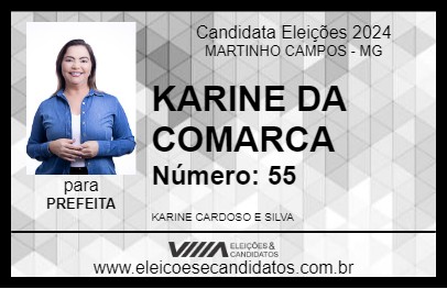 Candidato KARINE DA COMARCA 2024 - MARTINHO CAMPOS - Eleições