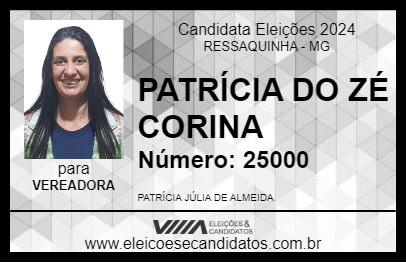 Candidato PATRÍCIA DO ZÉ CORINA 2024 - RESSAQUINHA - Eleições