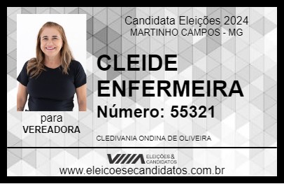 Candidato CLEIDE ENFERMEIRA 2024 - MARTINHO CAMPOS - Eleições