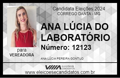 Candidato ANA LÚCIA DO LABORATÓRIO 2024 - CÓRREGO DANTA - Eleições