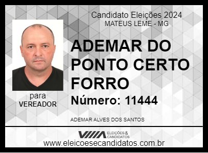 Candidato ADEMAR DO PONTO CERTO FORRO 2024 - MATEUS LEME - Eleições