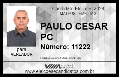 Candidato PAULO CESAR PC 2024 - MATEUS LEME - Eleições