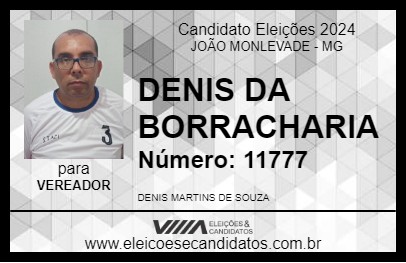 Candidato DENIS DA BORRACHARIA 2024 - JOÃO MONLEVADE - Eleições