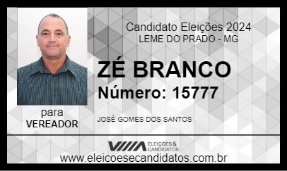 Candidato ZÉ BRANCO 2024 - LEME DO PRADO - Eleições