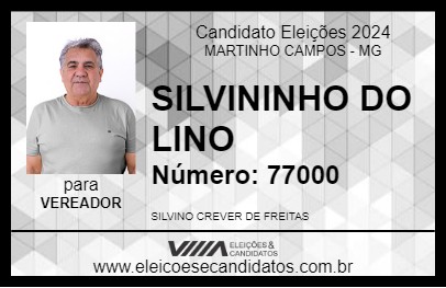 Candidato SILVININHO DO LINO 2024 - MARTINHO CAMPOS - Eleições