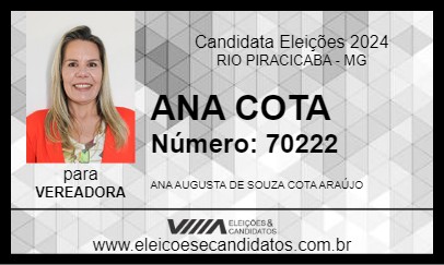 Candidato ANA COTA 2024 - RIO PIRACICABA - Eleições