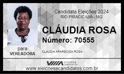 Candidato CLÁUDIA ROSA 2024 - RIO PIRACICABA - Eleições