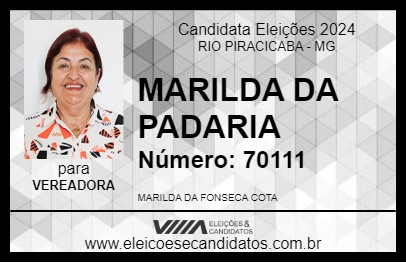 Candidato MARILDA DA PADARIA 2024 - RIO PIRACICABA - Eleições