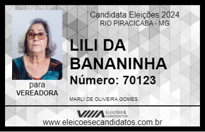 Candidato LILI DA BANANINHA 2024 - RIO PIRACICABA - Eleições