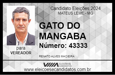 Candidato GATO DO MANGABA 2024 - MATEUS LEME - Eleições