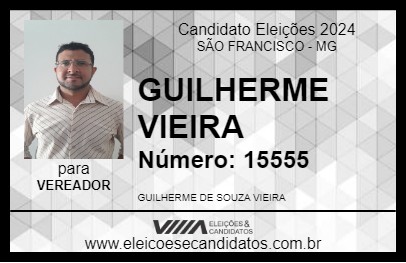 Candidato GUILHERME VIEIRA 2024 - SÃO FRANCISCO - Eleições