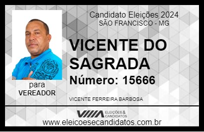 Candidato VICENTE DO SAGRADA 2024 - SÃO FRANCISCO - Eleições