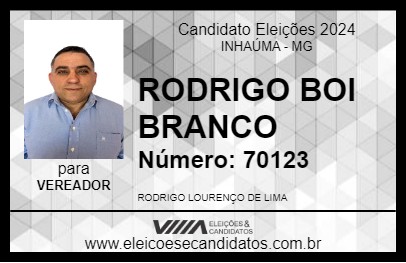 Candidato RODRIGO BOI BRANCO 2024 - INHAÚMA - Eleições