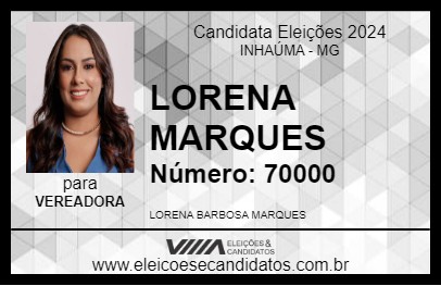 Candidato LORENA MARQUES 2024 - INHAÚMA - Eleições