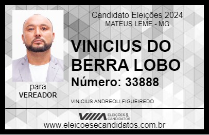 Candidato VINICIUS DO BERRA LOBO 2024 - MATEUS LEME - Eleições