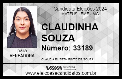 Candidato CLAUDINHA SOUZA 2024 - MATEUS LEME - Eleições